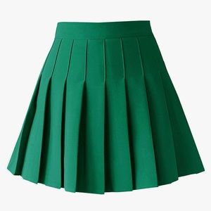 Green Pleated Skirt